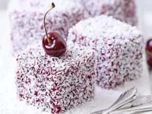 Cherry Jam and Coconut Lamingtons recipe