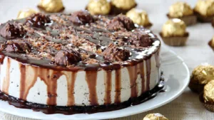 heavenly bliss of our No-Bake Ferrero Rocher Cheesecake!