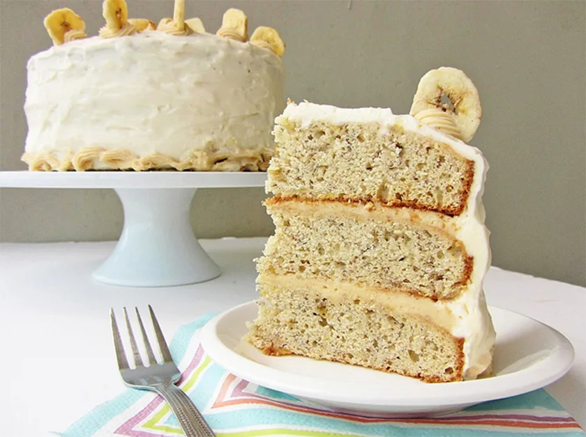 Banana Cake Layer topped with luscious Cream Cheese Frosting