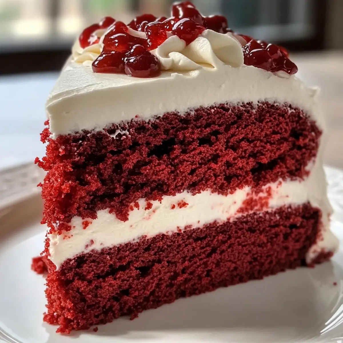 Indulgent Decadent Red Velvet Cake with Cream Cheese Frosting
