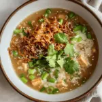 Ginger Miso Brothy Soup with Crispy Shredded Sesame Tofu