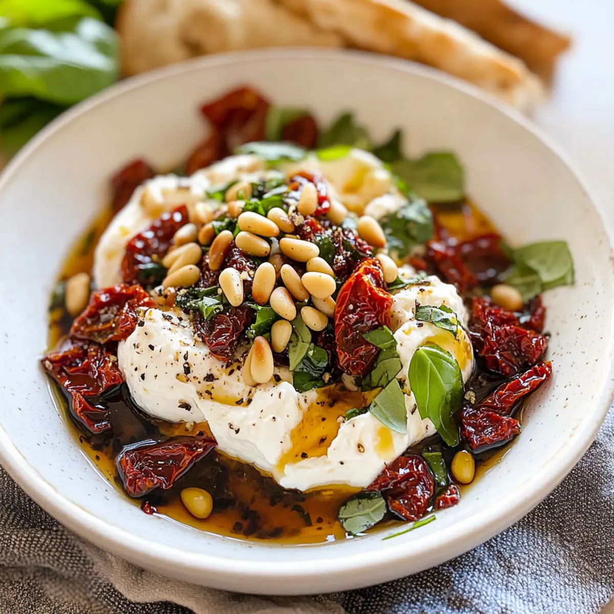 Creamy Burrata Dip with a Touch of Basil Magic