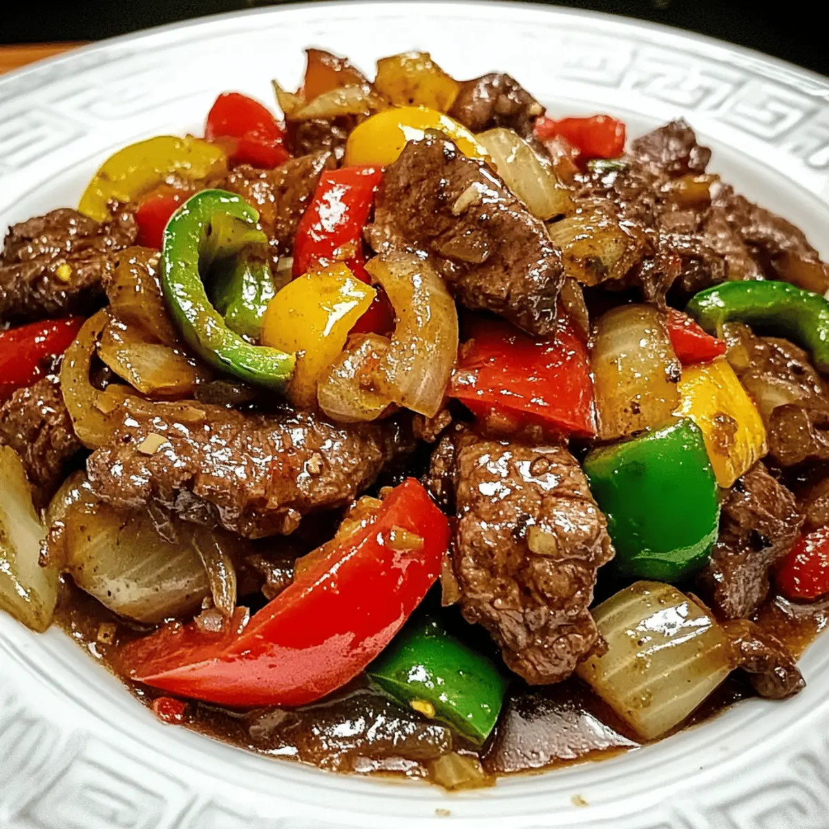 Savory Pepper Steak with Bell Peppers and Onion Delight