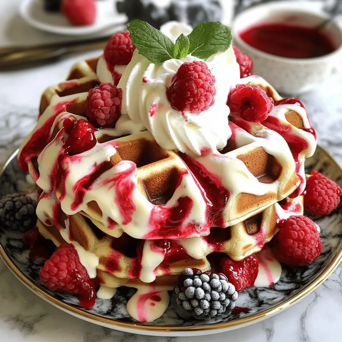Fluffy Red Velvet Marble Waffles for a Sweet Breakfast Surprise