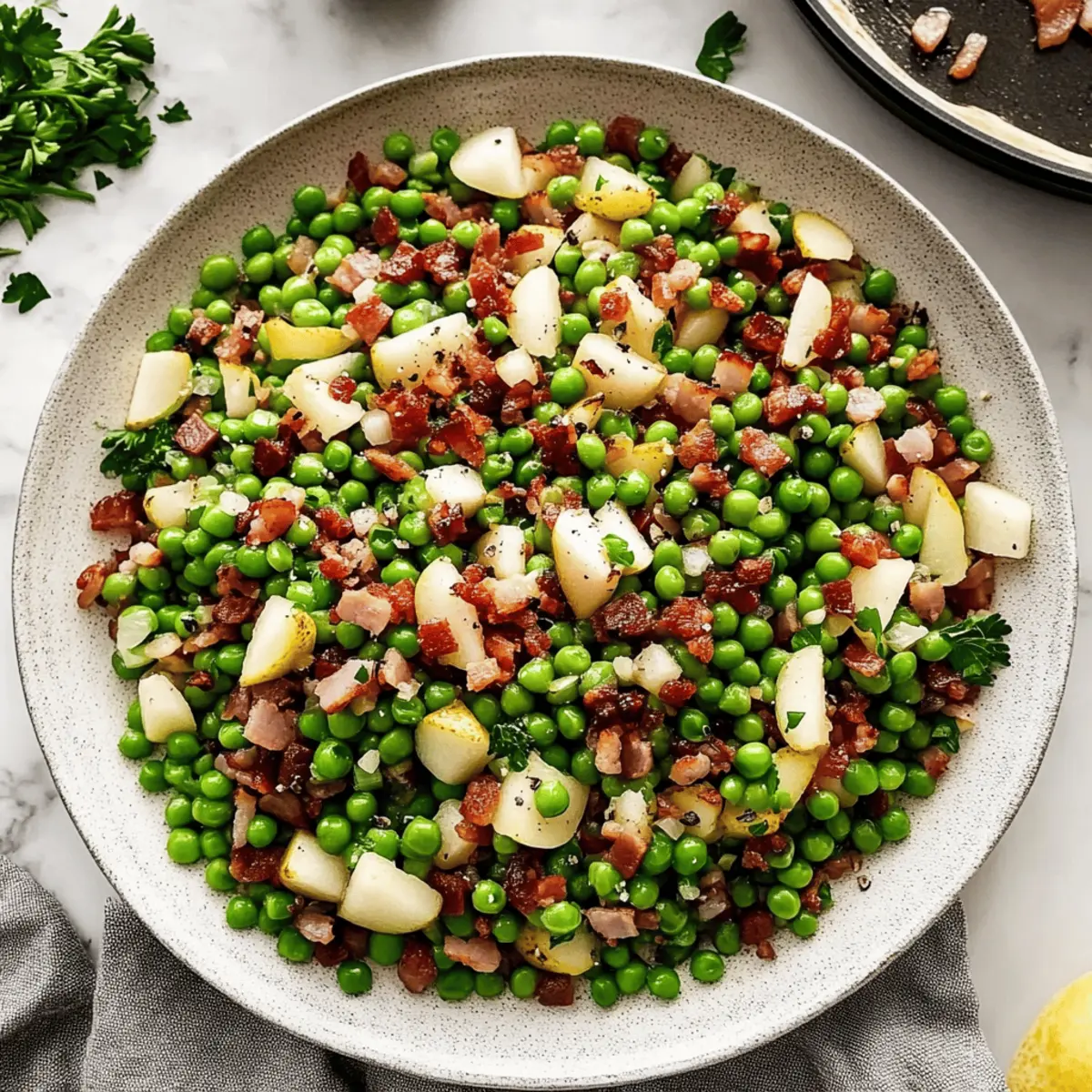 Savory Thanksgiving Peas with Pancetta and Sweet Pear Delight