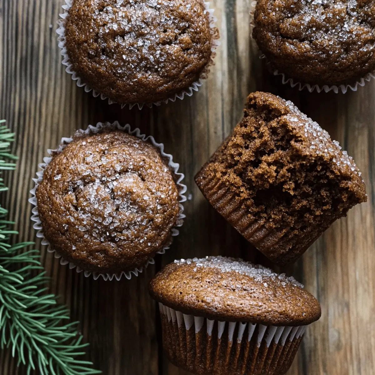 Moist Gingerbread Muffins with a Crunchy Sugar Topping