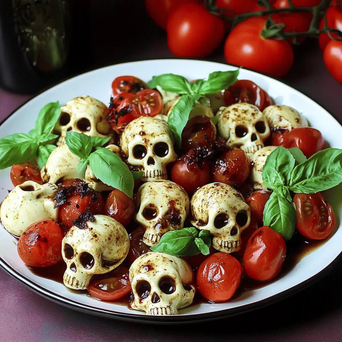 Spooky Skull Caprese Salad for a Fun Halloween Treat