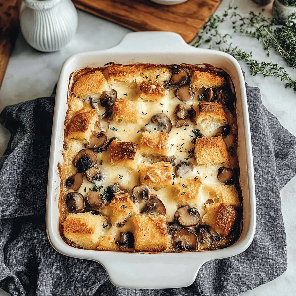 Savory Bread Pudding with Mushrooms and Gruyere Delight