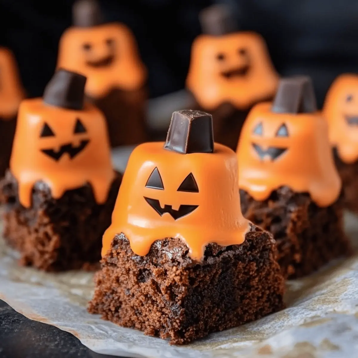 Melted Jack O’ Lantern Brownies That Steal the Halloween Show