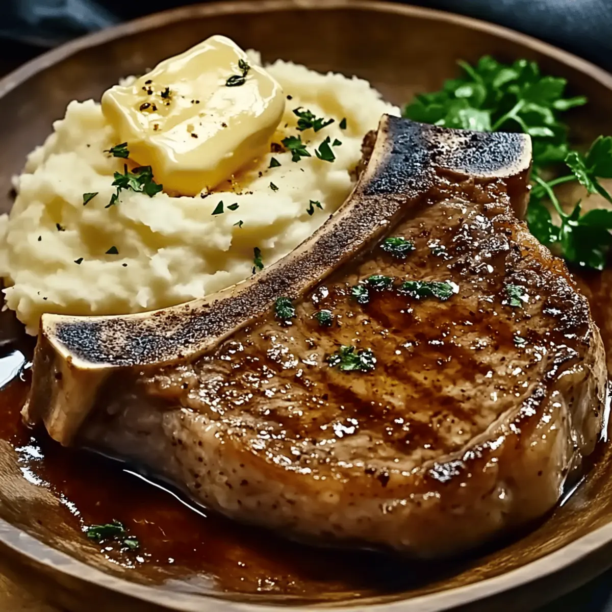 Savor Buttery Garlic Beef Chops with Smooth Mashed Potatoes