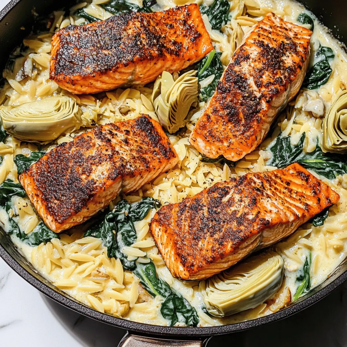 Savory Spinach Artichoke Salmon Skillet for Busy Weeknights
