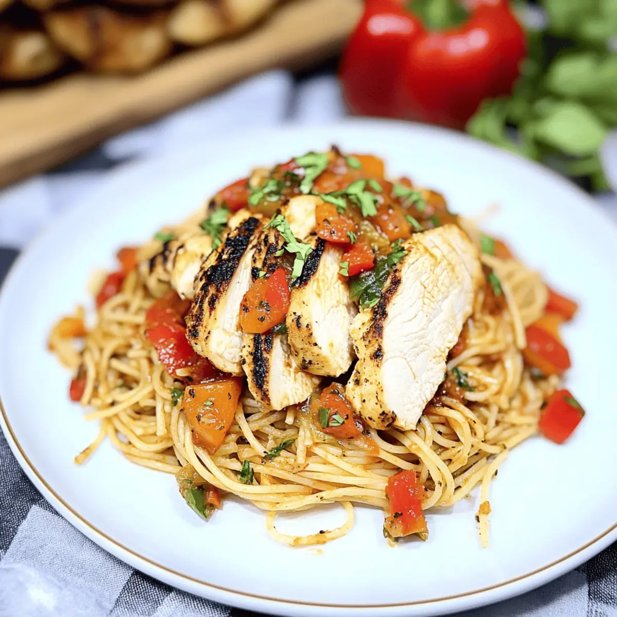 Grilled Chicken Spaghetti with Flavor-Packed Red Sauce