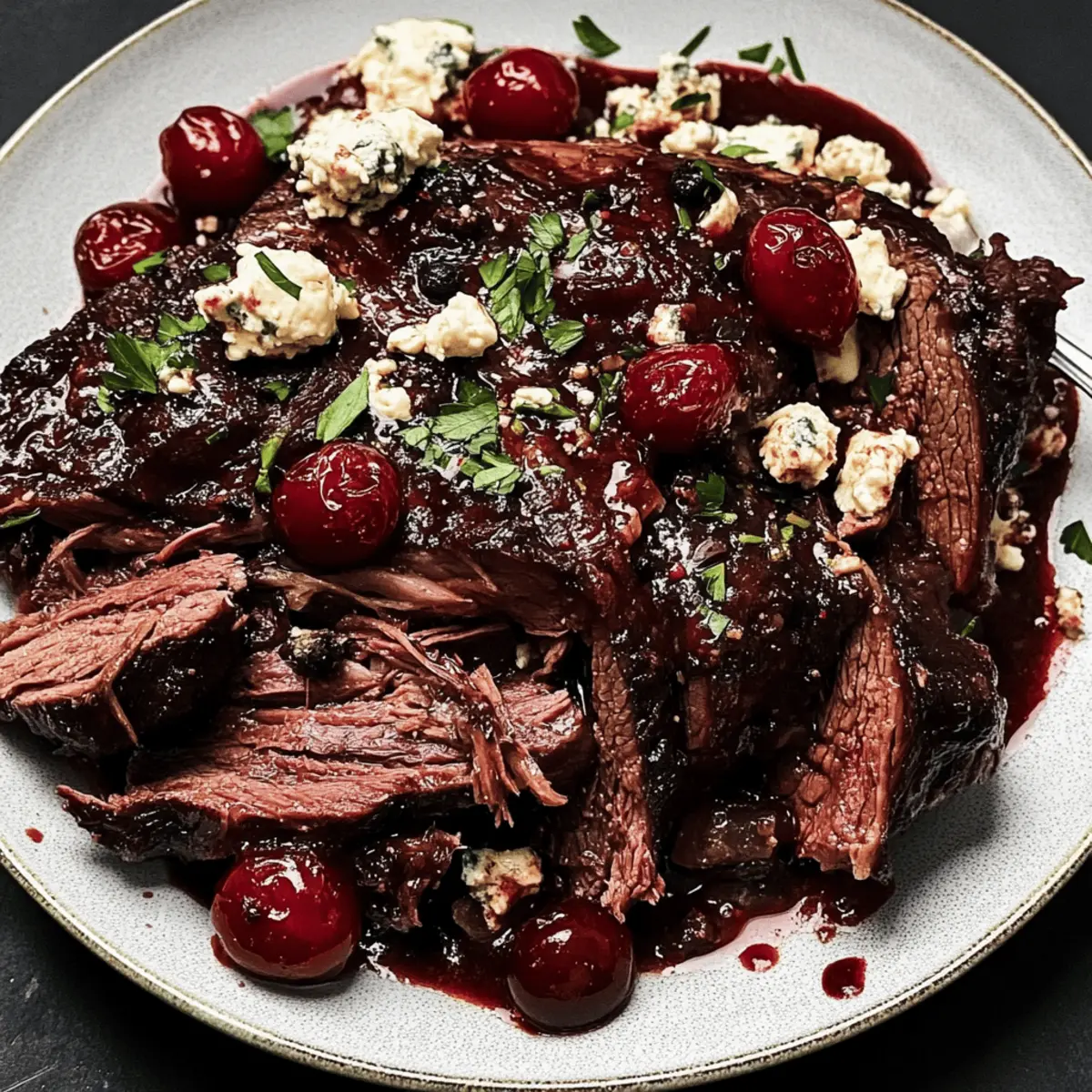 Savory Pot Roast with Tart Cherry-Black Pepper Sauce Delight