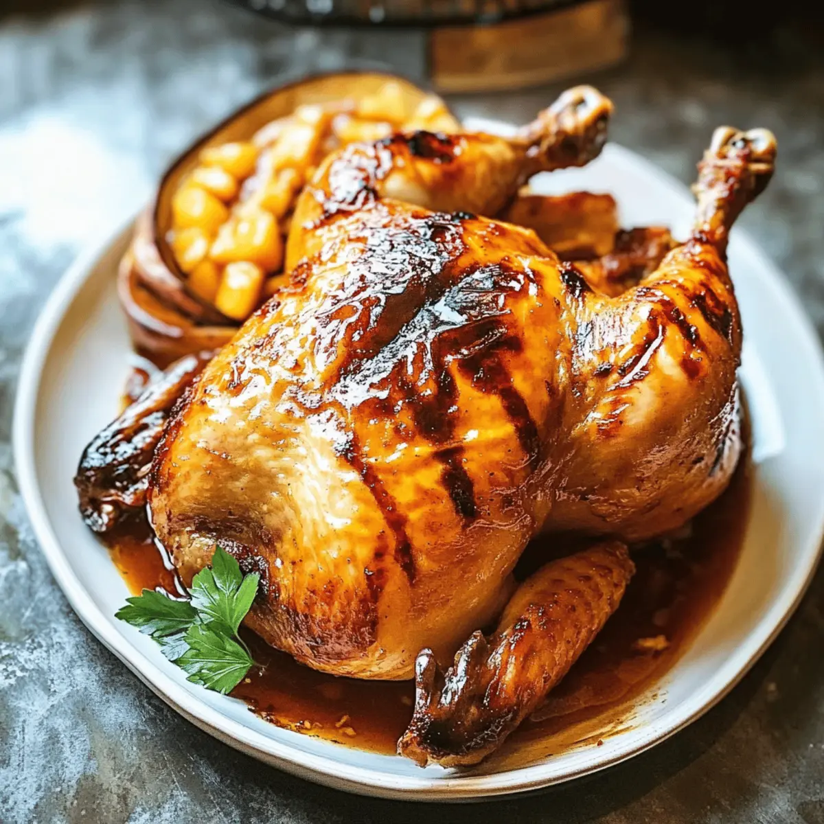 Succulent Roast Chicken with Sweet Mango Chutney Glaze