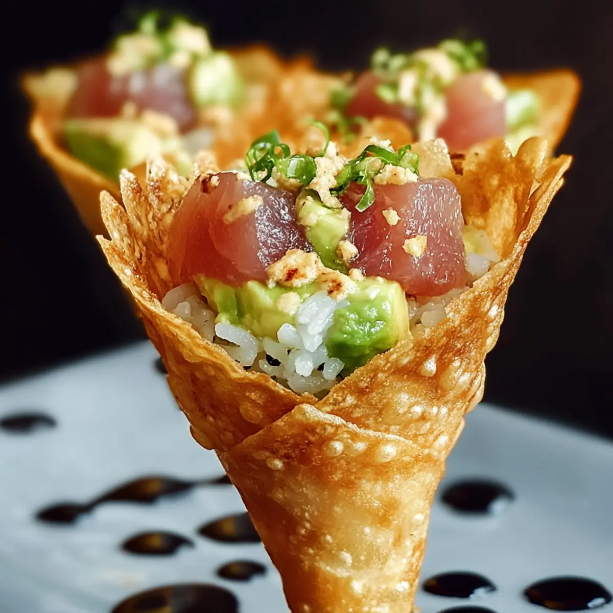 Sushi Wonton Cones: Crispy Bites of Flavorful Fun