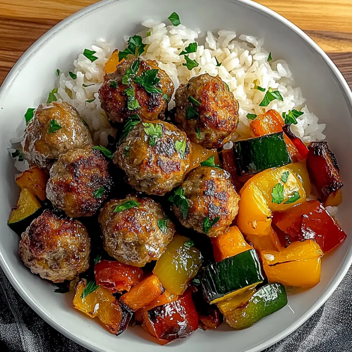 Savory Meatballs with Rice & Roasted Veggies for Family Fun