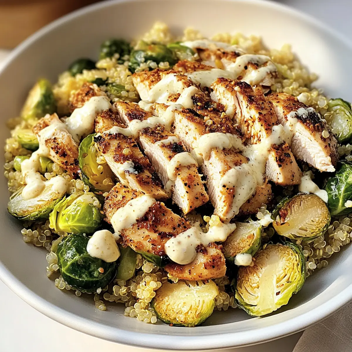 Cajun Chicken Caesar Salad with Shaved Brussels Sprouts Delight