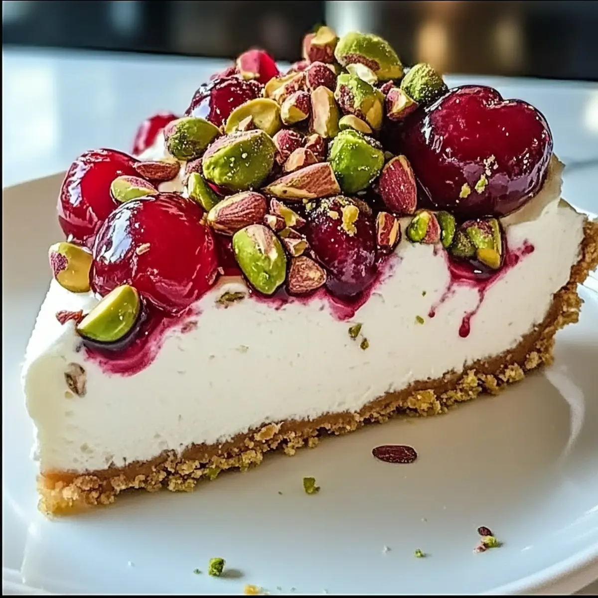 Heavenly Cherry Pistachio Cheesecake You Can’t Resist