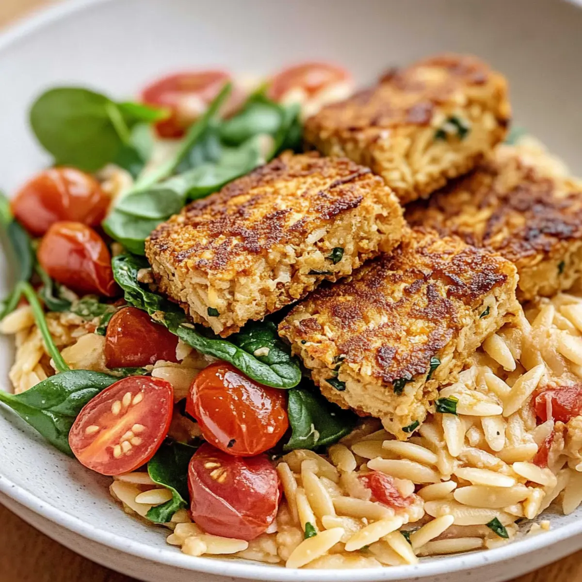 Creamy Tomato Orzo with Crispy Tofu Cutlets for Cozy Nights