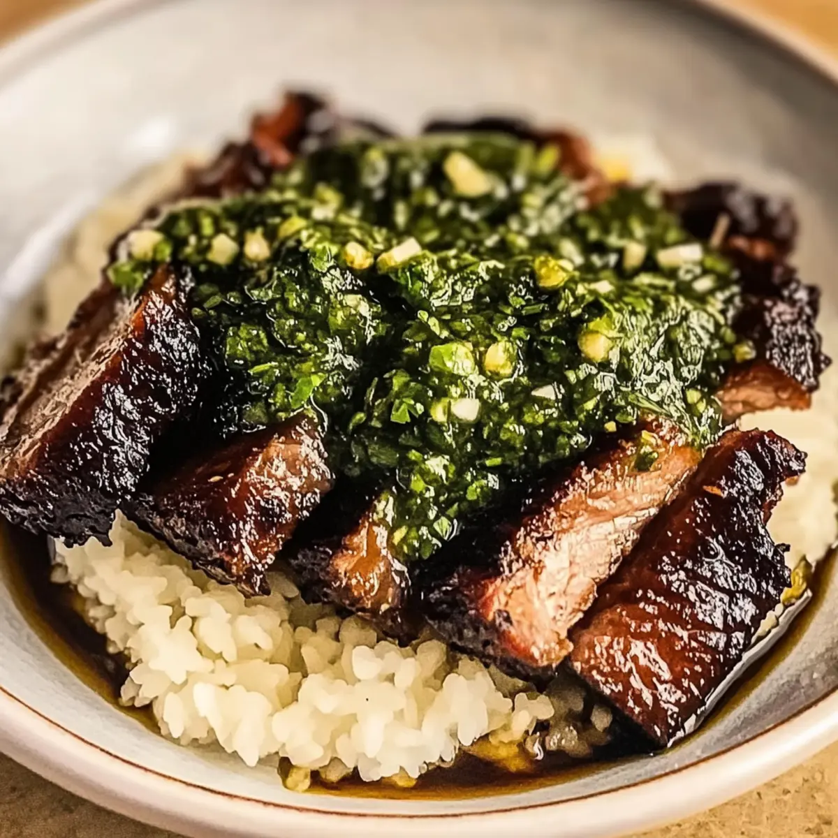 Tender Miso Short Ribs with Zesty Cilantro Sauce Bliss