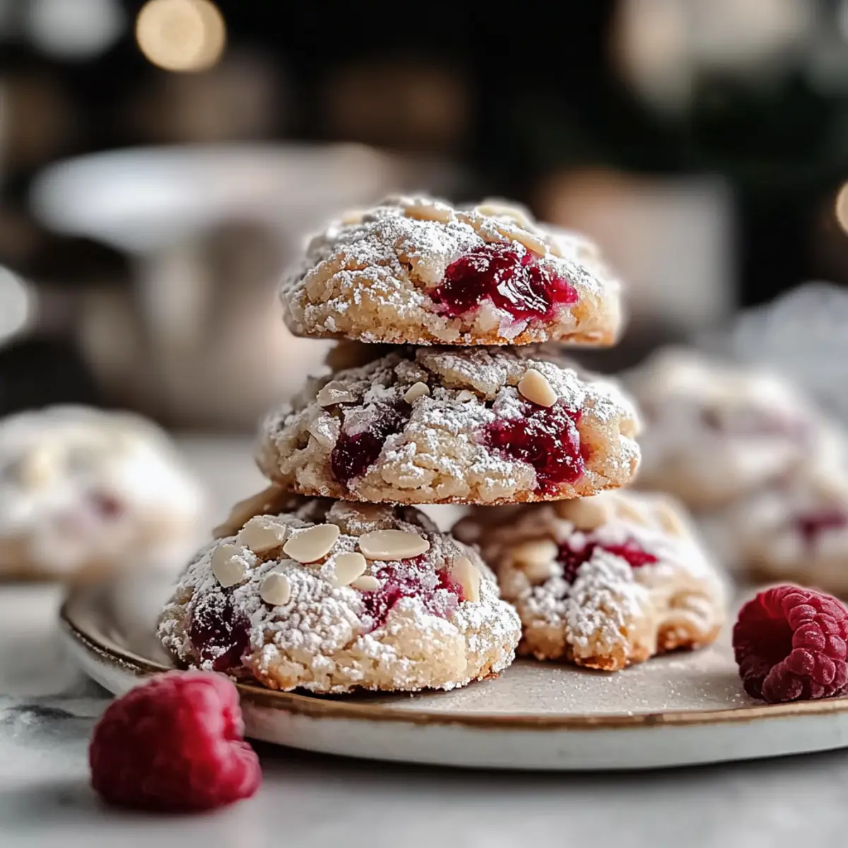 Melting Raspberry Almond Snow Cookies for Festive Joy