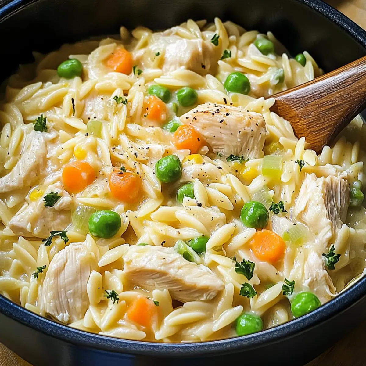 Comforting Cozy Chicken Pot Pie Orzo for Effortless Dinners