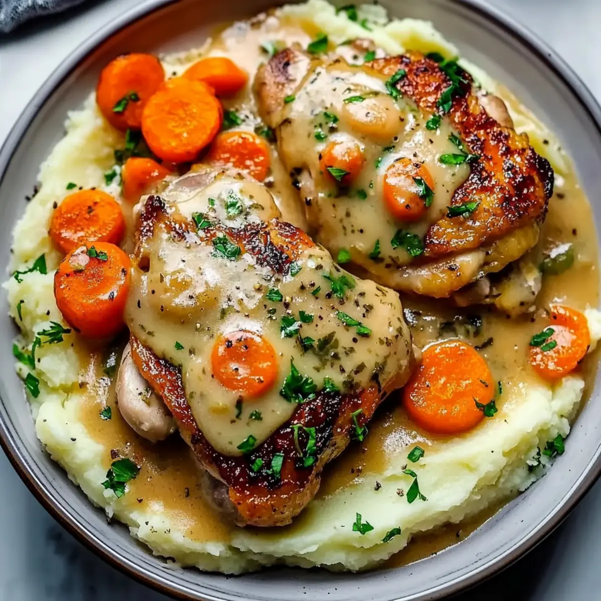 Herb Chicken Thighs with Carrots & Mash for Cozy Feasts