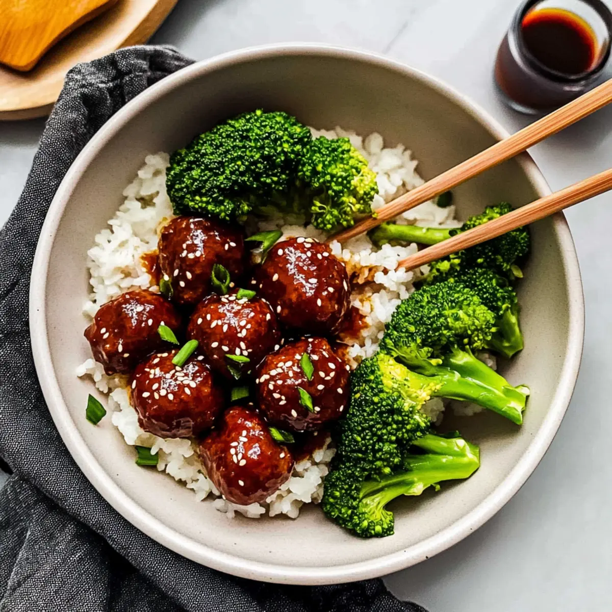 Savory Mongolian Meatballs and Broccoli in 30 Minutes