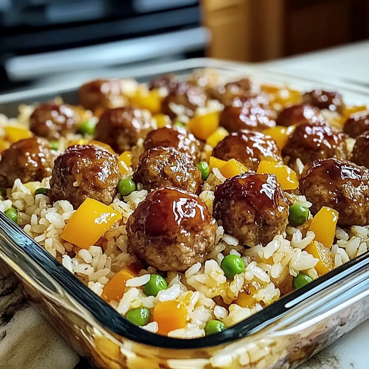Honey Garlic Meatball Rice Bake for Cozy Family Dinners