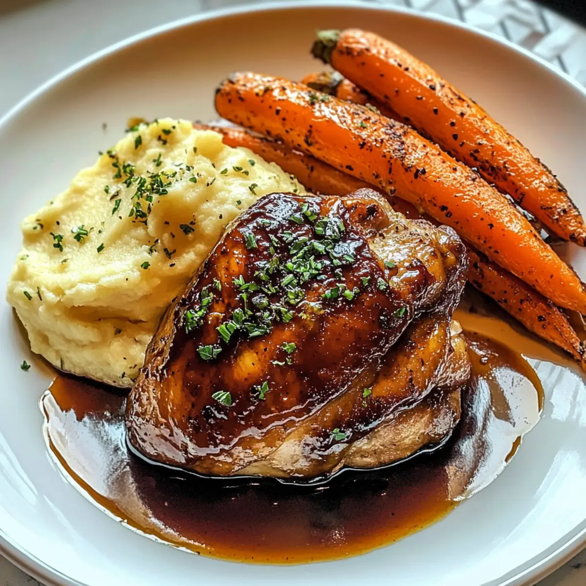 Amazing Honey Balsamic Chicken Thighs with Roasted Carrots