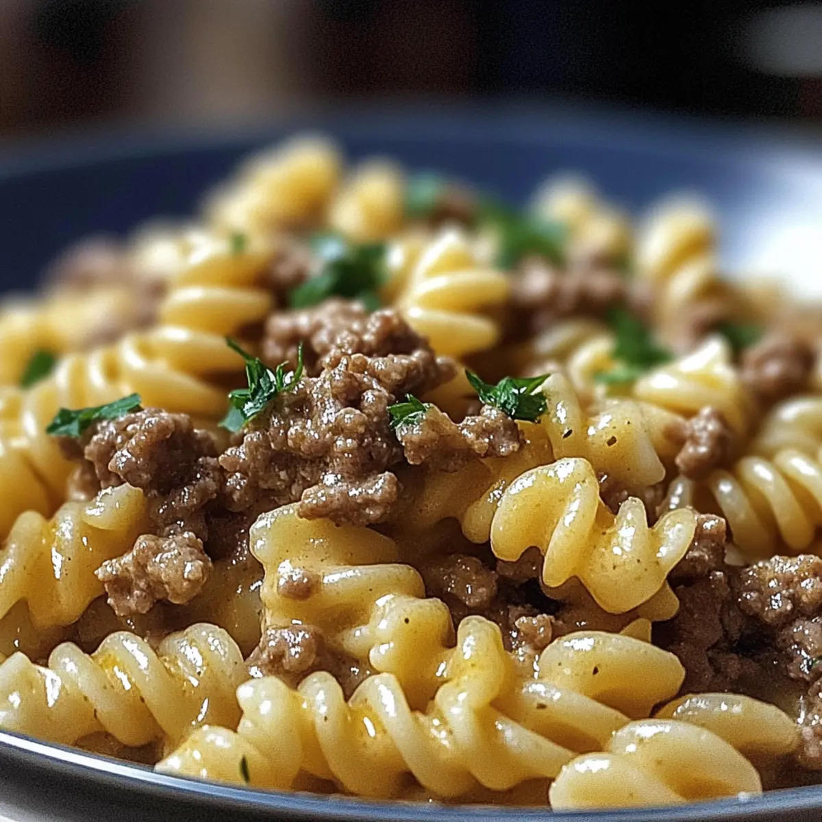Creamy Beef and Rotini in Garlic Parmesan Sauce Bliss