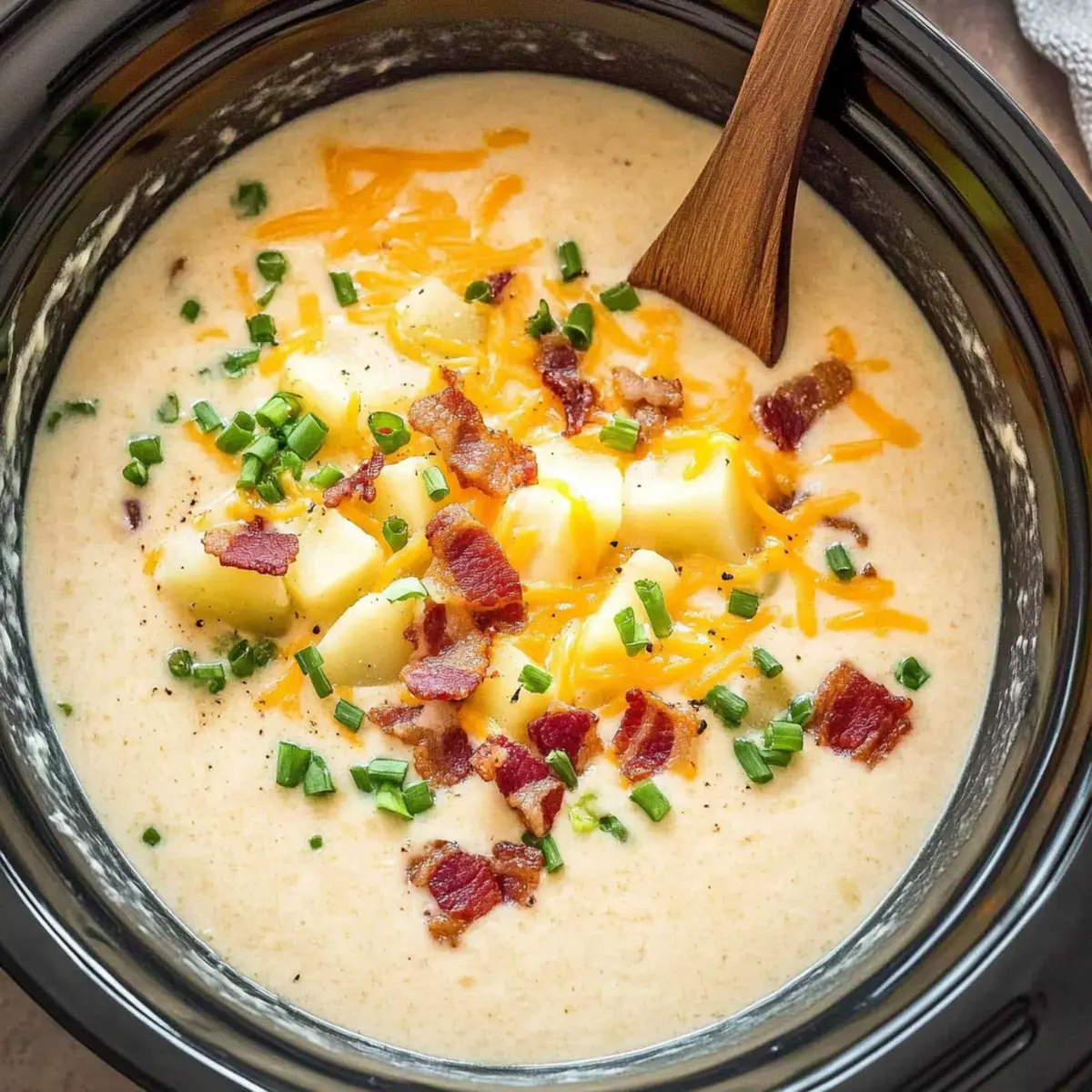 Creamy Crockpot Potato Soup Bursting with Flavor