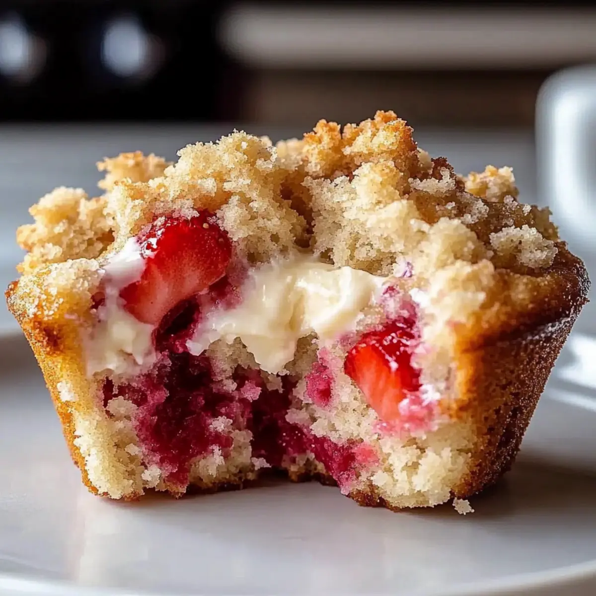 Strawberry Cream Cheese Muffins with a Crunchy Topping