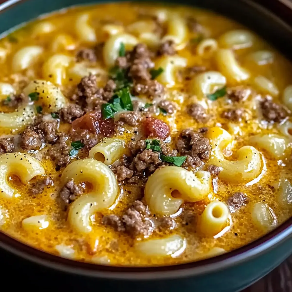 Creamy Cheeseburger Macaroni Soup for Ultimate Comfort