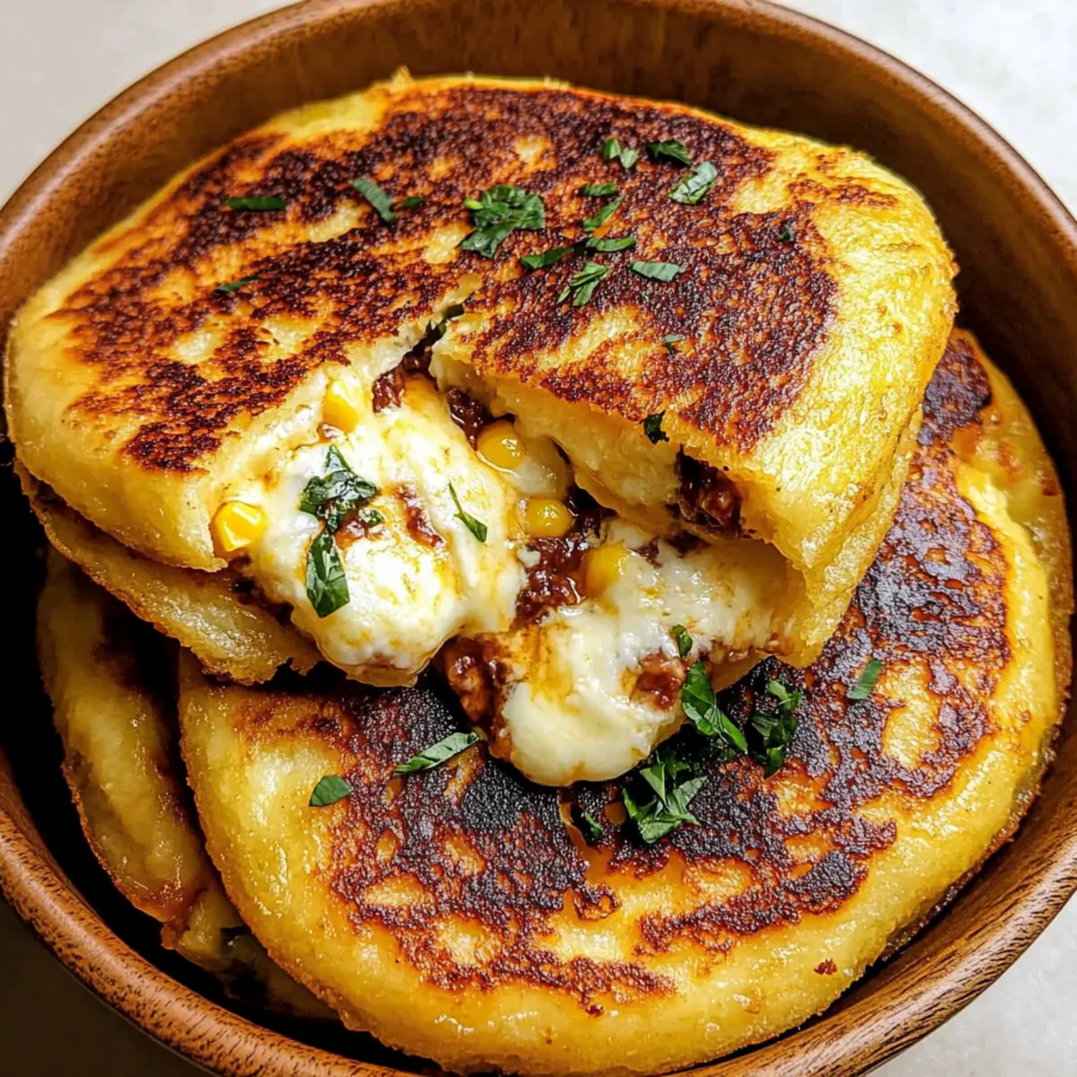 Savory Venezuelan Sweet Corn Cachapas with Melty Mozzarella