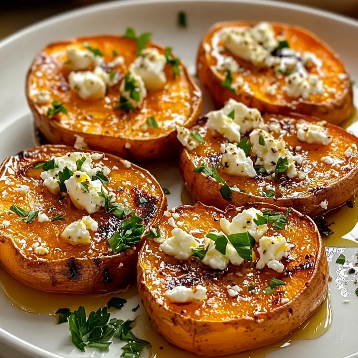 Irresistibly Roasted Sweet Potato Rounds with Honey & Feta
