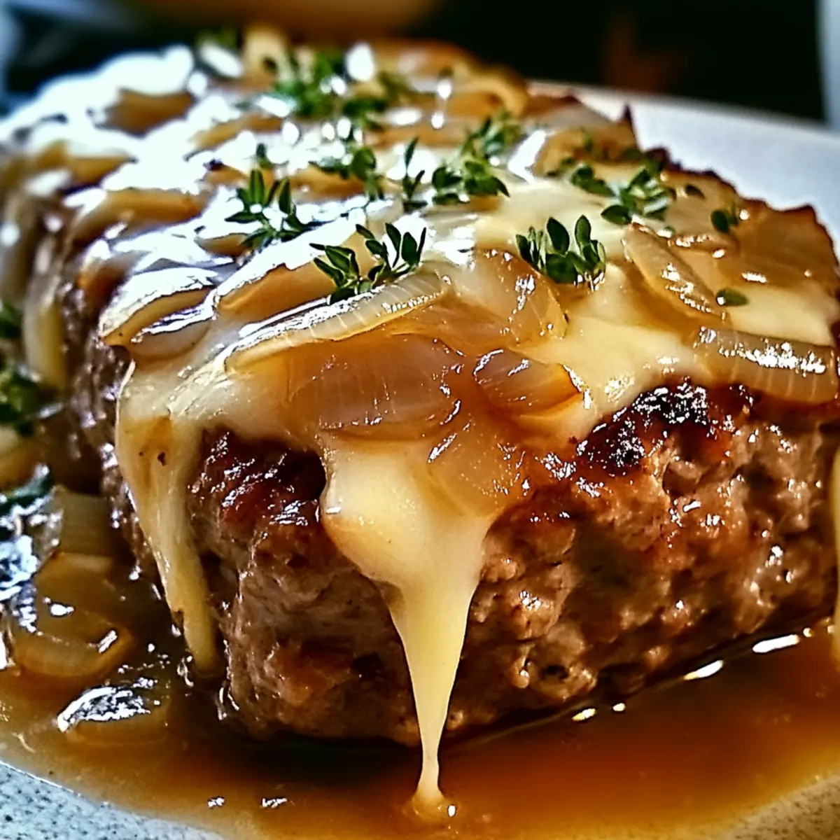 Savory French Onion Meatloaf with Gooey Cheese Delight