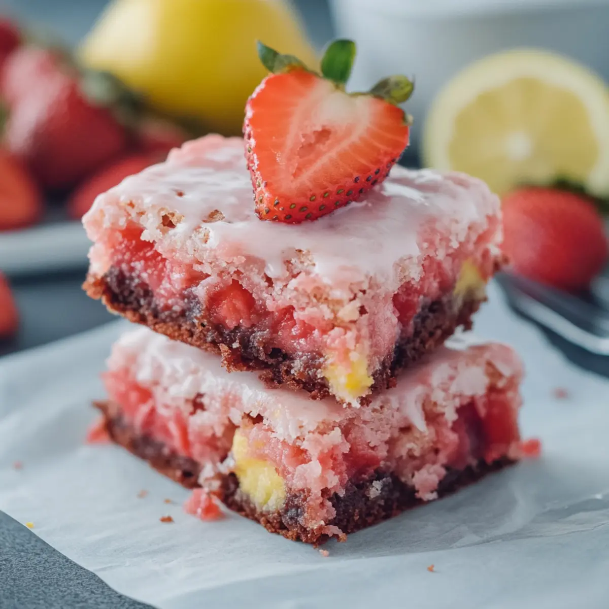Moist Strawberry Lemon Brownies That Burst with Flavor