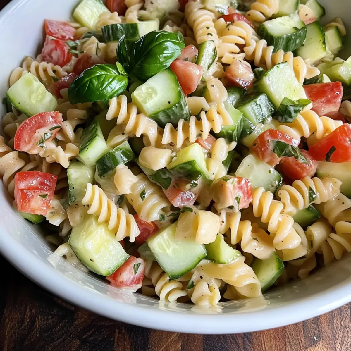 Cucumber Pasta Salad with Creamy Balsamic Dressing Bliss