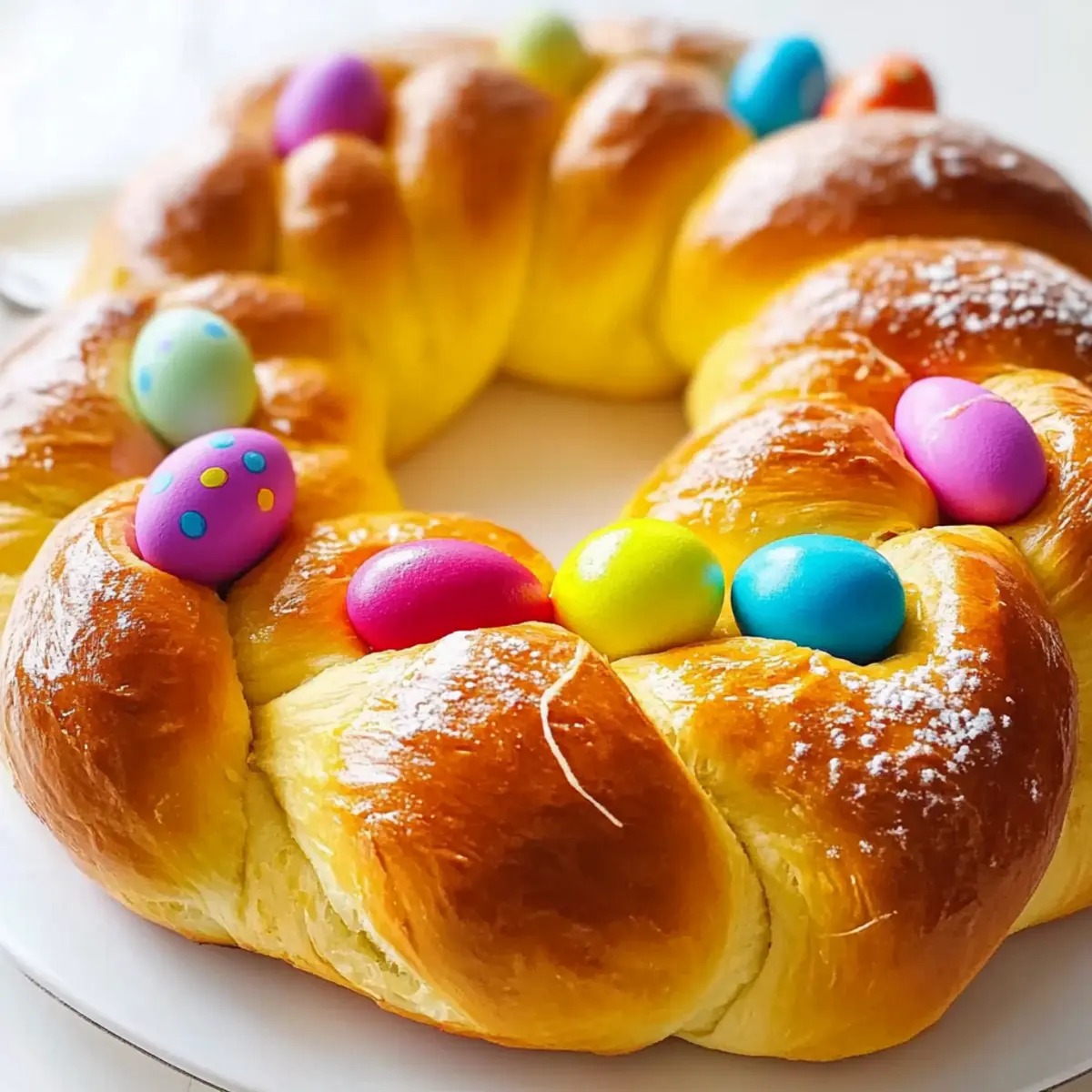 Easter Bread with Colored Eggs to Brighten Your Spring Table