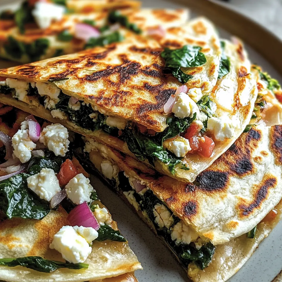 Mediterranean Quesadillas with Spinach and Feta Bliss