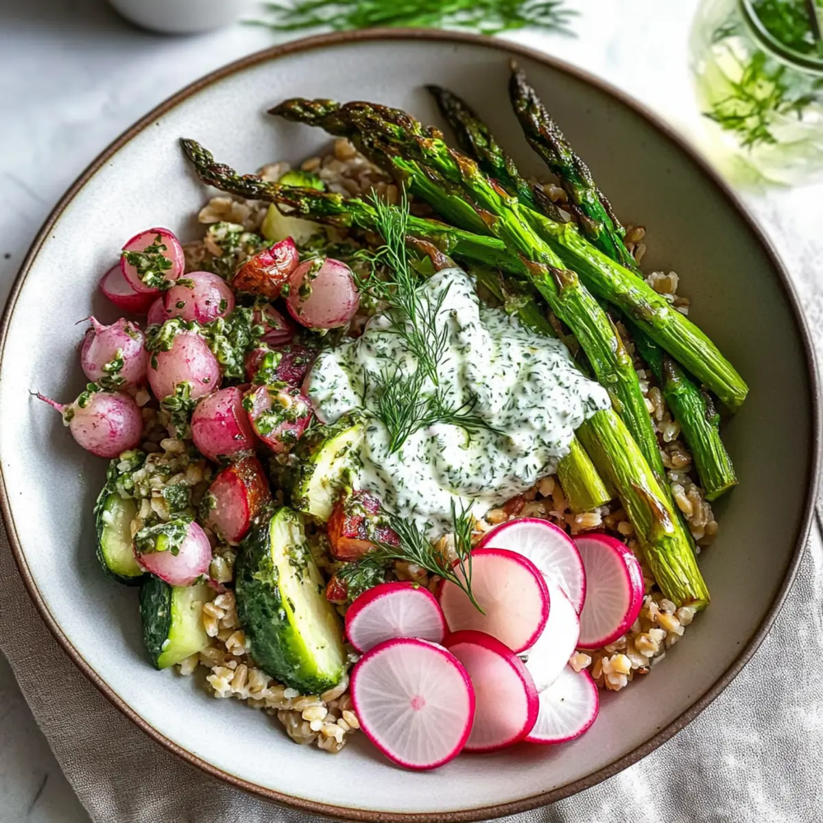 Delicious Spring Farro Bowl with Herb Yogurt Sauce Bliss