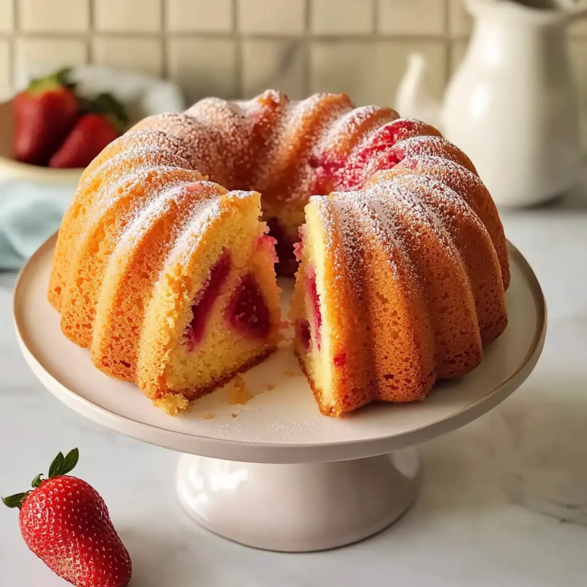 Irresistibly Moist Strawberry Rhubarb Bundt Cake Delight