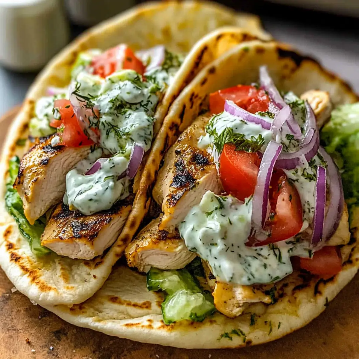 Delicious Greek Chicken Gyros with Lemon-Herb Marinade & Tzatziki