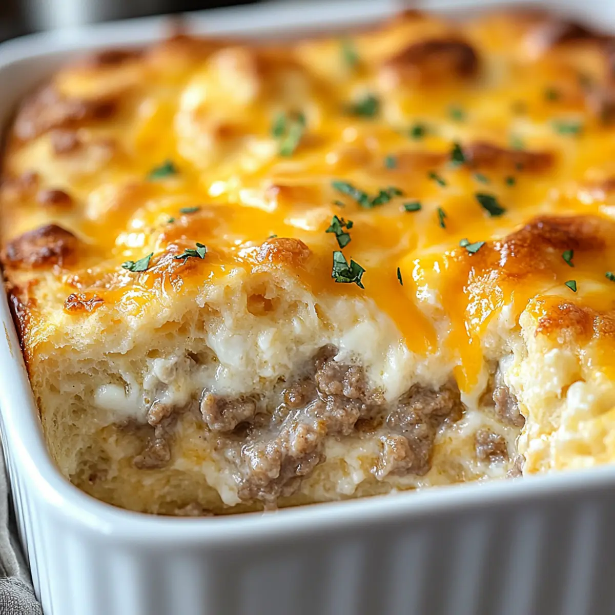 Irresistible Biscuits and Gravy Breakfast Casserole Delight