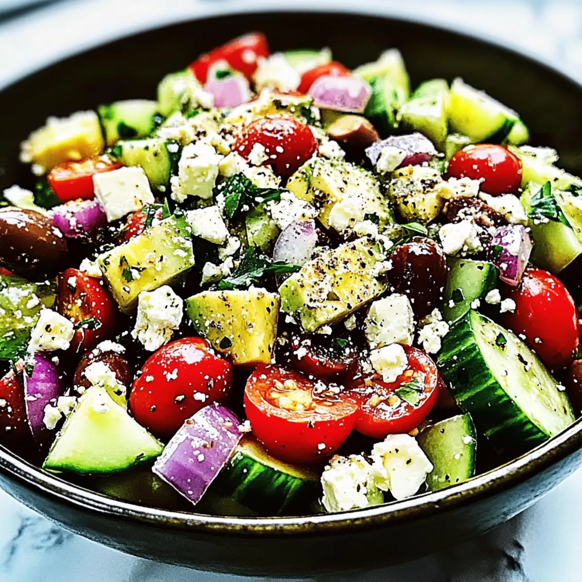 Zesty Greek Salad with Avocado for a Yummy Fresh Twist