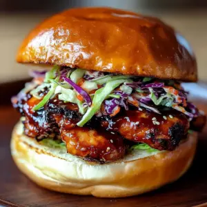 Korean BBQ Chicken Sandwich with Cabbage Slaw