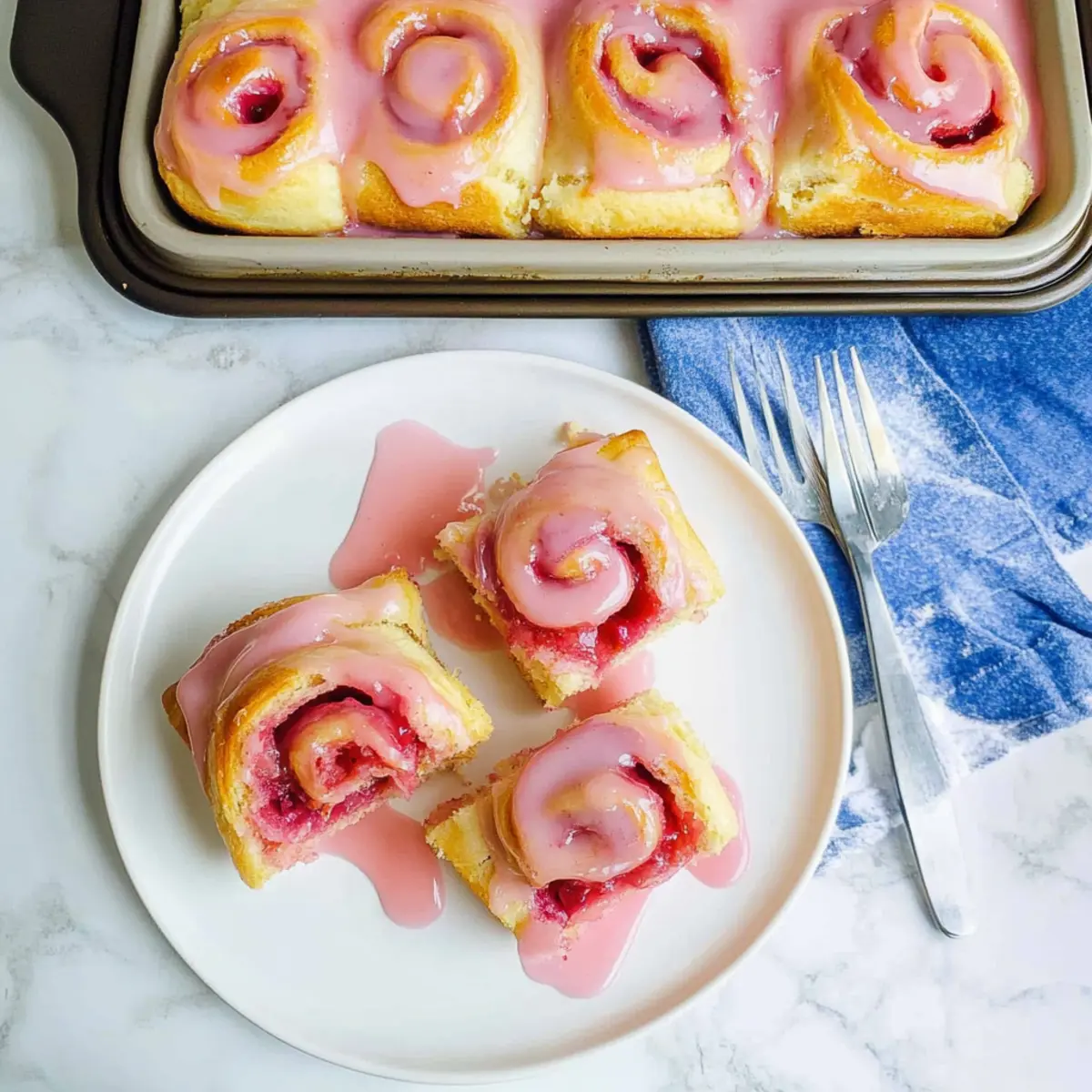 Irresistibly Sweet Rhubarb Rolls with Tangy Glaze