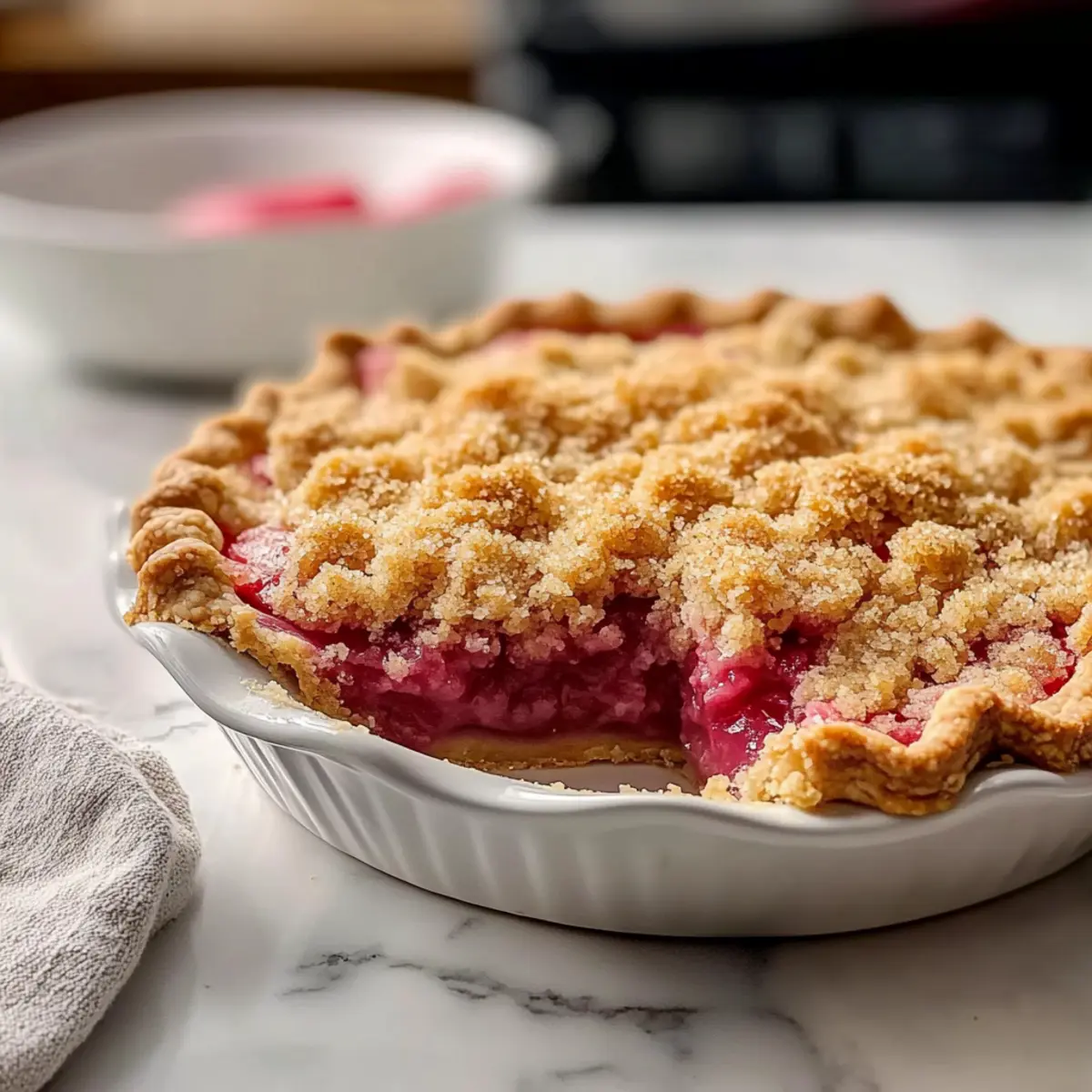 Savory-Sweet Rhubarb Pie with Crumb Topping Delight