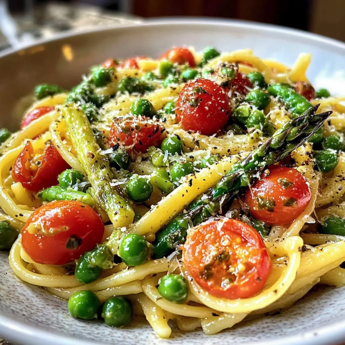Delicious Spring Pasta Bursting with Fresh Veggies
